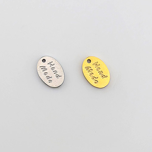 비즈팡 [S1-04-001]써지컬스틸 펜던트 음각핸드메이드타원태그 10x7mm ,1개
