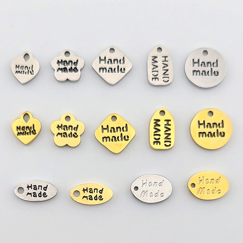 비즈팡 [S1-04-001]써지컬스틸 펜던트 펀칭핸드메이드태그 하트,꽃,원,마름모,라벨,타원 7종 모음 ,1개