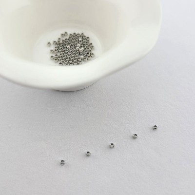 비즈팡 [S5-1-901]써지컬스틸 부자재 메탈볼 2mm (내경1mm) 무도금 ,100개