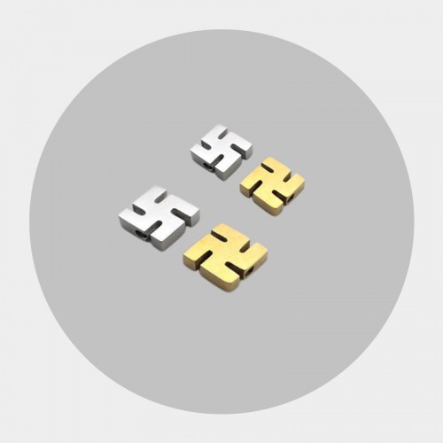 비즈팡 [S2-1-03]써지컬스틸 펜던트 만자통과형 6mm 8mm (내경1.1mm) ,1개