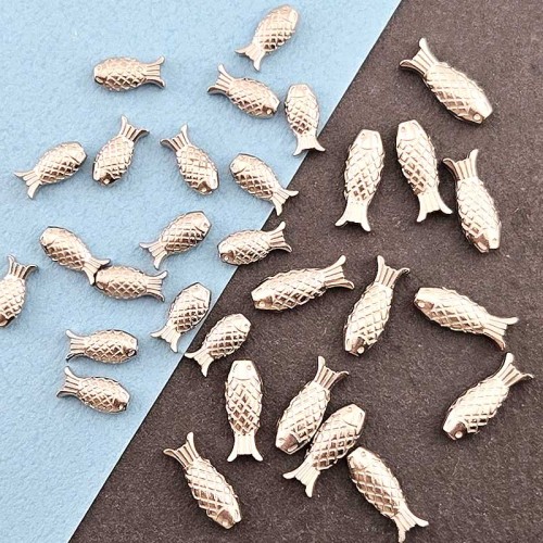 비즈팡 [S4-01-001]써지컬스틸 펜던트 비늘물고기통과형 S/L (내경0.9mm) 무도금 ,1개