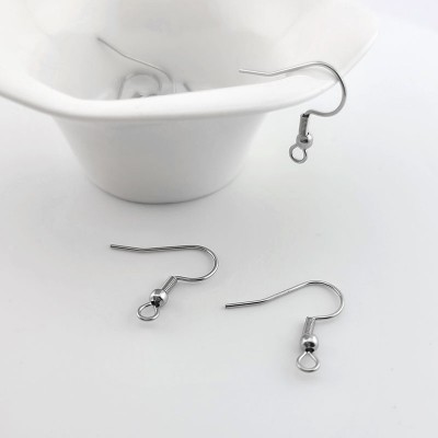 비즈팡 [S1-5-005]써지컬스틸 귀걸이 스프링볼낚시고리 20x20mm 무도금 ,5쌍(10개)