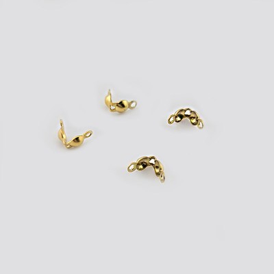 비즈팡 [S1-7-522]써지컬스틸 고정장식 올챙이캡 3mm 진공골드 구멍지프 ,4개