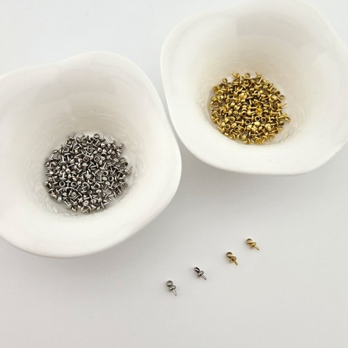 비즈팡 [S1-7-531]써지컬스틸 고정장식 반구멍캡 3mm 모음 진주캡 ,1개
