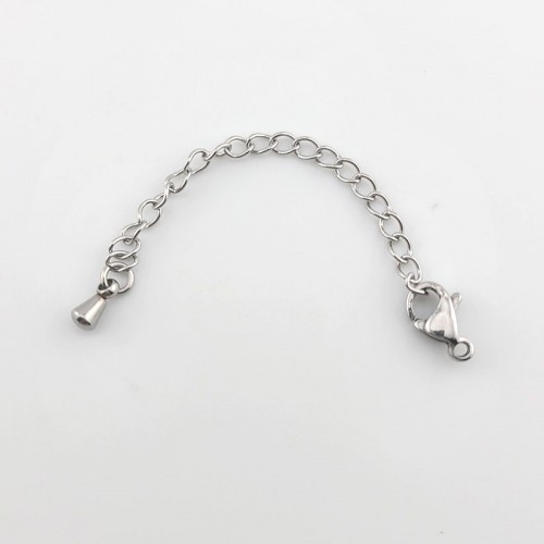 비즈팡 [S2-7-601]써지컬스틸 부자재 랍스터9mm+5cm 조정자 150SB 꼬리체인 무도금 ,1세트