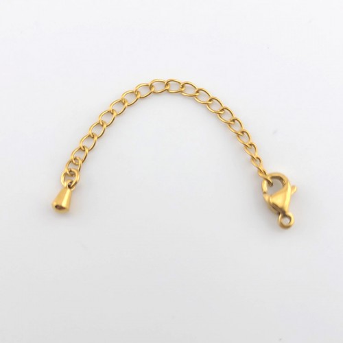 비즈팡 [S2-7-601]써지컬스틸 부자재 랍스터9mm+5cm 조정자 150SB 꼬리체인 진공골드 ,1세트