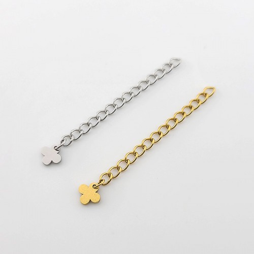 비즈팡 [S1-7-651]써지컬스틸 부자재 꼬리체인 160SB 4cm+모양택-네잎클로버 ,1개