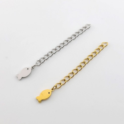 비즈팡 [S1-7-651]써지컬스틸 부자재 꼬리체인 160SB 4cm+모양택-물고기 ,1개