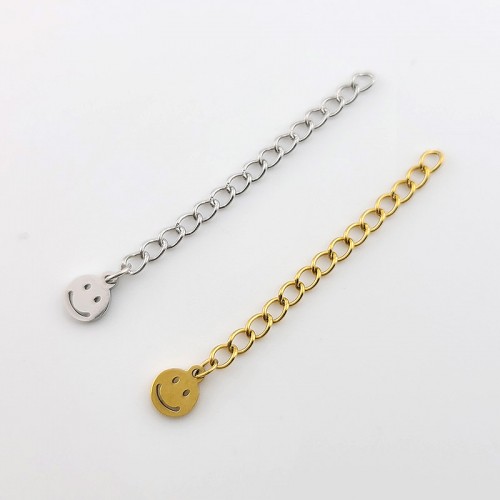 비즈팡 [S1-7-651]써지컬스틸 부자재 꼬리체인 160SB 4cm+모양택-스마일 ,1개