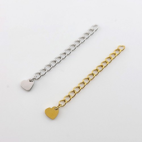 비즈팡 [S1-7-651]써지컬스틸 부자재 꼬리체인 160SB 4cm+모양택-하트 ,1개