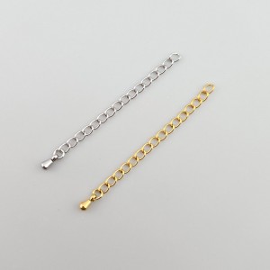 비즈팡 [S1-7-653]써지컬스틸 부자재 꼬리체인 160SB 5cm+통통물방울택 ,1개