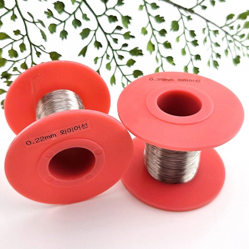 비즈팡 [S2-9-01]써지컬스틸 와이어선 0.22mm 0.35mm 무도금 ,1롤(100M)