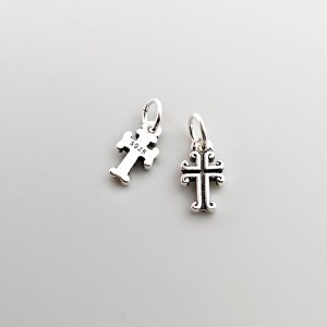 비즈팡 [SVP-25-02]순은펜던트 실버925 미니엔틱십자가 6x10mm+O링 두께1.7mm ,1개