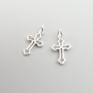 비즈팡 [SVP-25-04]순은펜던트 실버925 크로바십자가M 11x18mm+O링 삼위일체 두께1.3mm ,1개