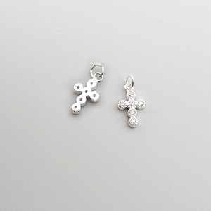 비즈팡 [SVP-25-07]순은펜던트 실버925 큐빅알알십자가 7x12mm+O링 두께1.7mm ,1개