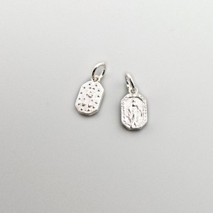 비즈팡 [SVP-25-09]순은펜던트 실버925 성모마리아기적의패팔각 7x11mm+O링 두께 1.4mm 성모패 ,1개