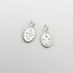 비즈팡 [SVP-25-11]순은펜던트 실버925 성모마리아기적의패타원 8.7x15.6mm+O링 두께 1.5mm 성모패 ,1개
