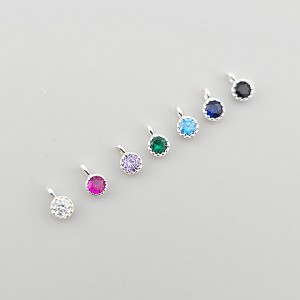 비즈팡 [SVP-21-01]순은펜던트 실버925 미니큐빅알캡 고리형 3.5x5.5mm 한고리큐빅 무도금 ,1개