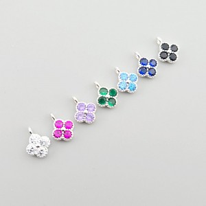 비즈팡 [SVP-21-02]순은펜던트 실버925 큐빅네잎알캡 고리형 7x10mm 한고리큐빅 무도금 ,1개