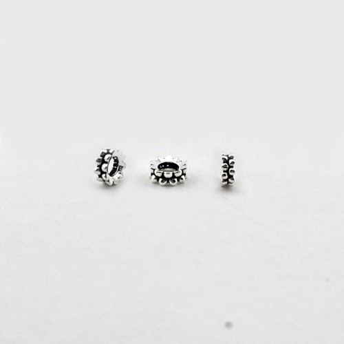 비즈팡 [SVP-02-12]순은펜던트 실버925 행운 라인연꽃론델 7mm (내경3.4mm) 염주팔찌만들기 ,1개