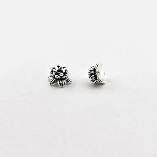 비즈팡 [SVP-02-13]순은펜던트 실버925 행운 입체연꽃론델 8mm (내경1.5mm) 염주팔찌만들기,1개