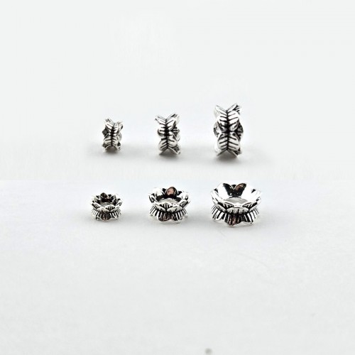비즈팡 [SVP-02-14]순은펜던트 실버925 행운 엔틱연꽃론델 6mm 8mm 10mm (내경2.5/3.5/4.5mm) 염주팔찌만들기 ,1개