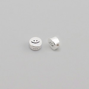 비즈팡 [SVP-03-03]순은펜던트 실버925 미소천사 스마일원 통과형 6x3mm (내경0.7mm) 가로홀 ,1개