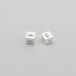 비즈팡 [SVP-03-04]순은펜던트 실버925 미소천사 스마일사각 통과형 6mm (내경0.8mm) 가로홀 ,1개