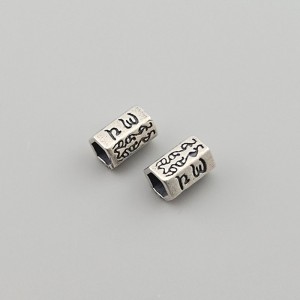 비즈팡 [SVP-06-08]순은펜던트 실버925 옴자육각통 통과형 8x5.5mm (내경3.6mm) 옴자파이프 ,1개
