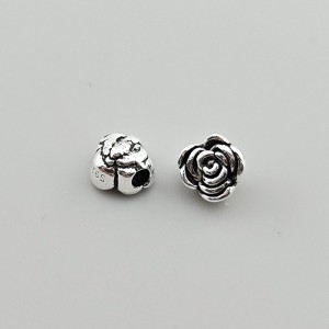 비즈팡 [SVP-06-11]순은펜던트 실버925 통통장미꽃통과형 6.8mm (내경1.9mm) ,1개