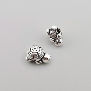 비즈팡 [SVP-06-23]순은펜던트 실버925 엽전거북이통과형 8.5x13mm (내경3mm) 두께8.3mm 가로홀 ,1개