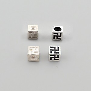 비즈팡 [SVP-12-02]순은펜던트 실버925 사각만자통과형 5mm (내경3mm) 염주팔찌만들기 ,1개