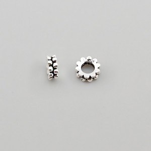 비즈팡 [SVP-12-14]순은펜던트 실버925 라인연꽃론델 7mm (내경3.4mm) 염주팔찌만들기 ,1개