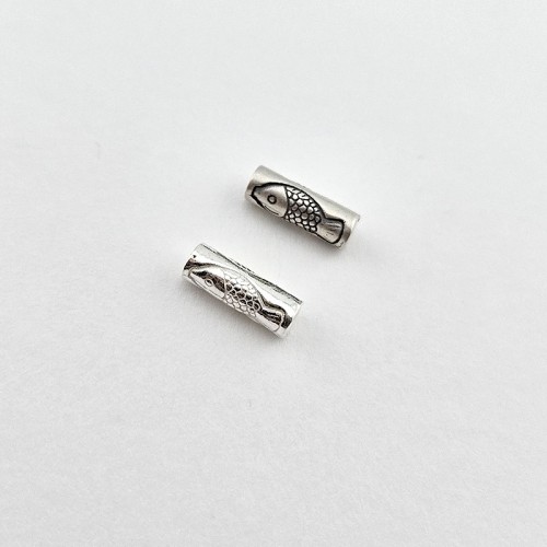 비즈팡 [SVP-01-12]순은펜던트 실버925 행운 복을주는물고기파이프 11mm ,1개