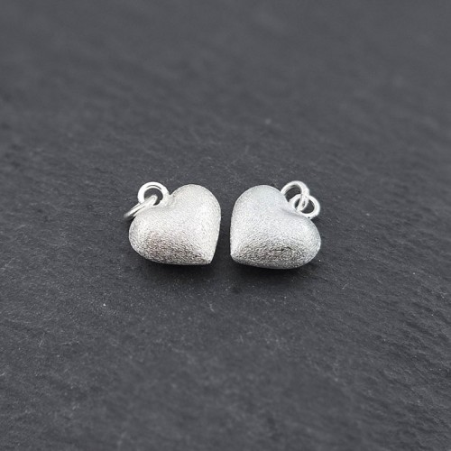 비즈팡 [SVP-21-41]순은펜던트 실버925 샌딩통통하트 12mm+O링 딸랑이하트 ,1개