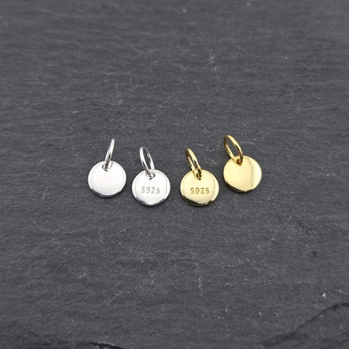 비즈팡 [SVP-21-44]순은펜던트 실버925 라운드태그 5.6mm+O링 태그펜던트 ,1개