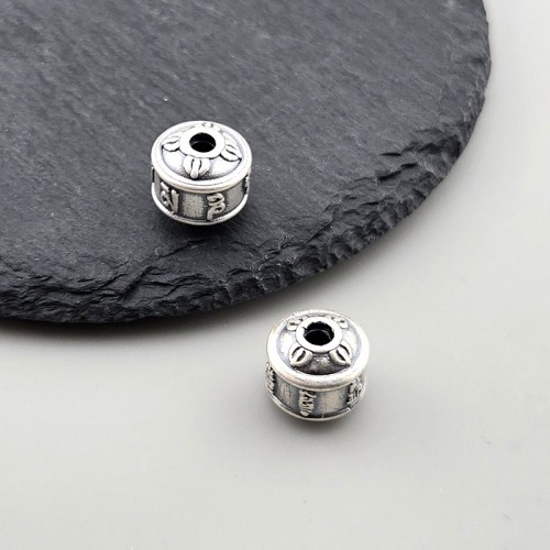 비즈팡 [SVP-06-38]순은펜던트 실버999 육자진언 옴자볼 3D 옴자각볼 11x10mm (내경2.9mm) ,1개