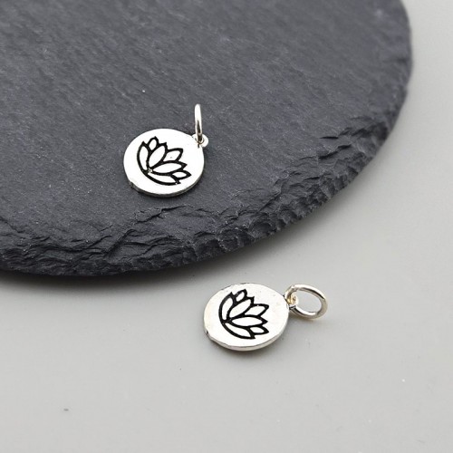 비즈팡 [SVP-22-34]순은펜던트 실버925 연꽃라운드 11x13mm+O링 ,1개