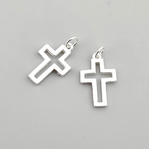 비즈팡 [SVP-25-03]순은펜던트 실버925 투각십자가 9.5x14.5mm+O링 ,1개