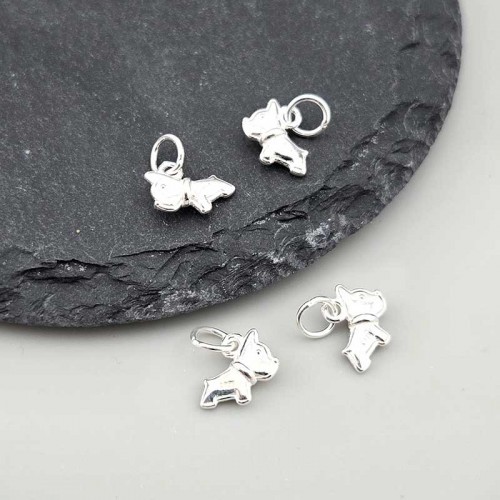 비즈팡 [SVP-23-18]순은펜던트 실버925 행운불독강아지 10x8mm+O링 불독강아지펜던트 ,1개