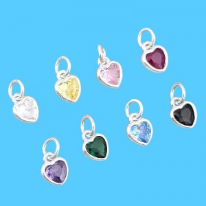 비즈팡 [SVP-26-04]순은펜던트 실버925 큐빅하트 고리형 5x6.5mm+O링 하트펜던트 ,1개