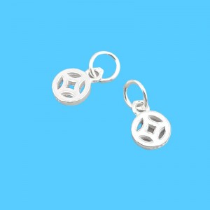 비즈팡 [SVP-26-06]순은펜던트 실버925 엽전고리형 6x9mm+O링 엽전펜던트 ,1개