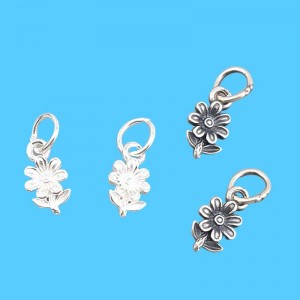 비즈팡 [SVP-26-10]순은펜던트 실버925 꽃한송이 고리형 6x10mm+O링 꽃펜던트 ,1개