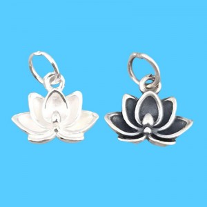 비즈팡 [SVP-26-24]순은펜던트 실버925 활짝핀연꽃 고리형 12x9.6mm +O링 연꽃펜던트 ,1개