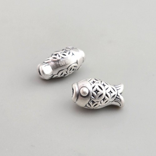 비즈팡 [SVP-07-24]순은펜던트 실버999 엽전물고기통과형 12x7mm (내경1.5mm) ,1개