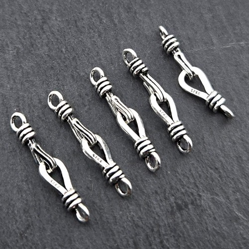 비즈팡 [SVT-7-04]순은부자재 실버925 마감장식 엔틱갈고리훅 27x5.7mm ,1개