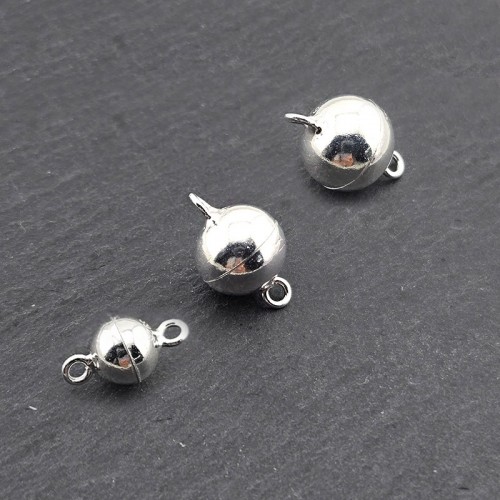 비즈팡 [SVT-9-02]순은부자재 실버925 마감장식 원형콩자석장식 6/8/10mm 모음 ,1개