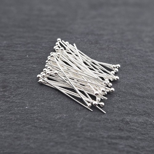비즈팡 [SVT-1-42]순은부자재 실버925 실버볼핀 0.5x20mm 순은볼핀 ,1개