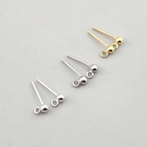 비즈팡 [SVE-1-01]순은귀걸이재료 실버925 볼포스트 3mm (뒷클러치선택)