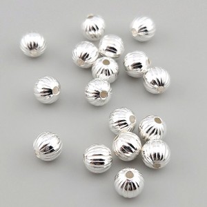 비즈팡 [SVP-91-03]순은펜던트 실버925 은볼 수박볼 주름볼 6mm (내경 1.3mm) 실버볼 ,1개
